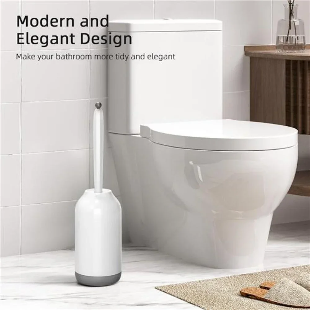 Toilet Brush Set 2 Pack Bathroom Cleaner Deep Cleaning Curved Bristle Holder